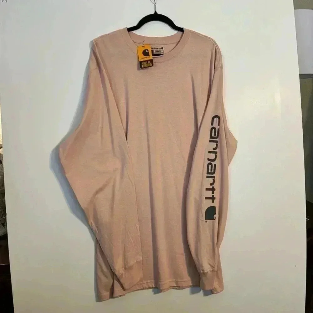 Carhartt Loose Fit Dusty Pink Crewneck Long Sleeve Graphic T-Shirt L Tall NWT